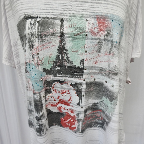 Cato Women's Graphic Grunge Top White Plus Size 22/24 - Picture 3 of 6